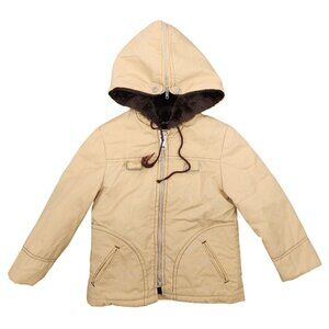 Vintage Kid's Jack Jar Tan Faux Fur Zip Up Coat Toddler Thick Jacket Children's